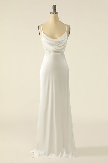 Ivory Satin Simple Bridal Dress